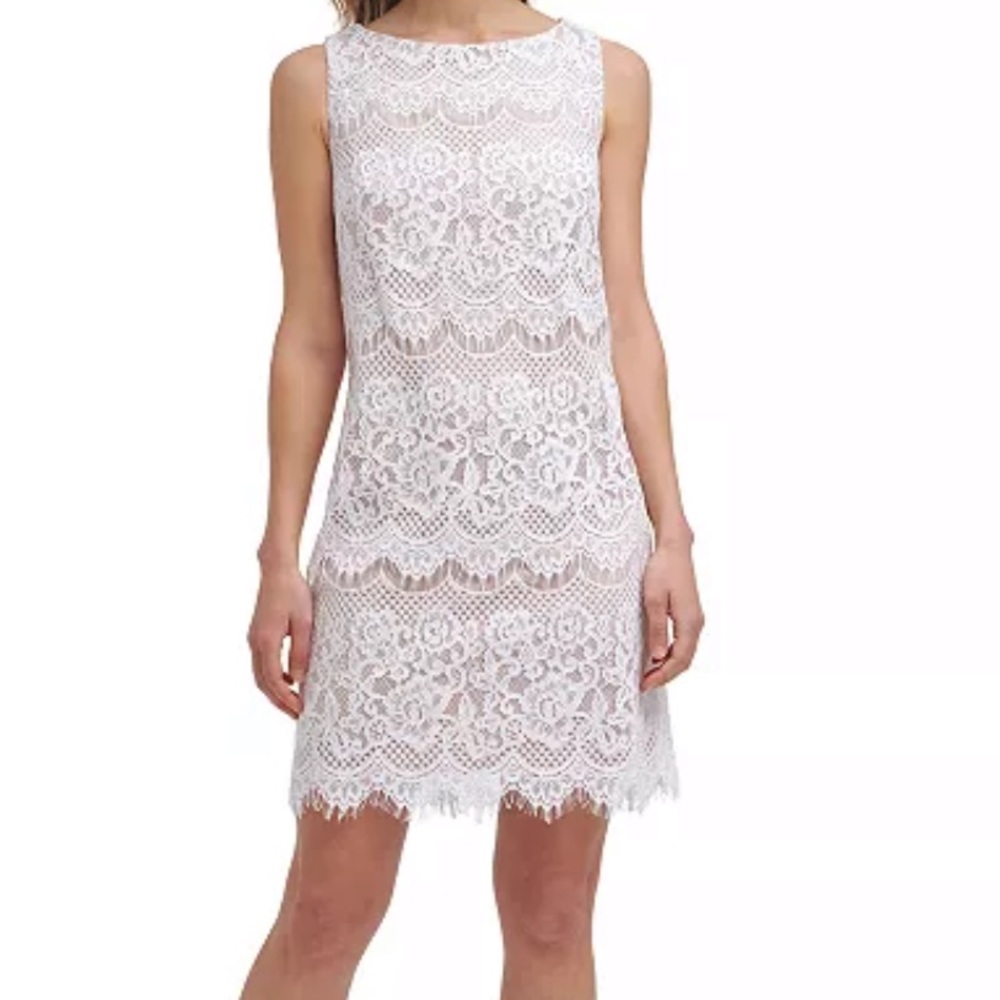 NWT 10P Jessica Howard beautiful white lace dress